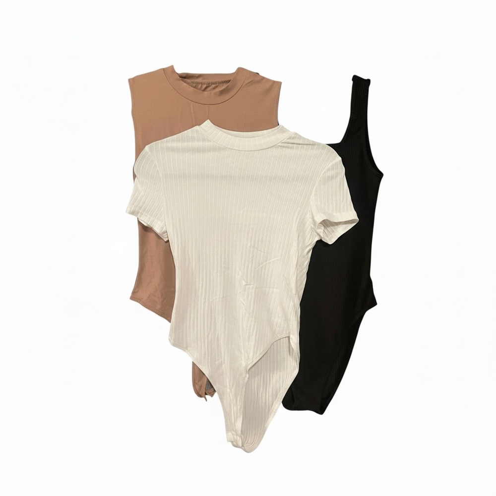 Bodysuit Trio - Black, White, Brown - Picture 2 of 6
